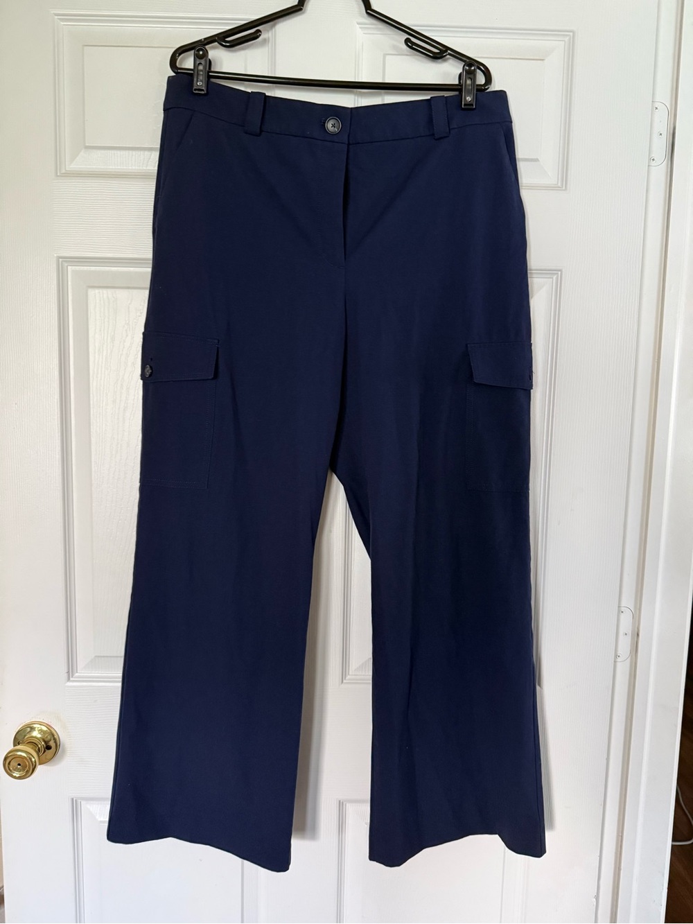 LOFT Navy Wide-Leg Cargo Trousers